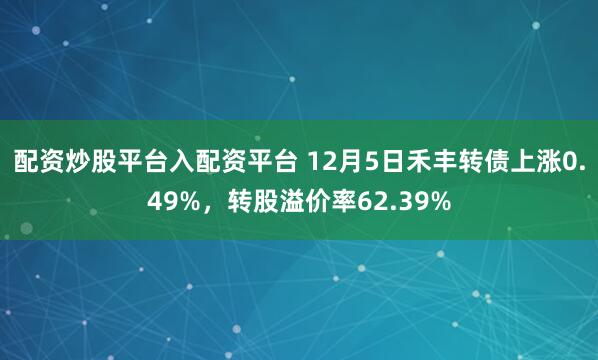 配资炒股平台入配资平台 12月5日禾丰转债上涨0.49%，转股溢价率62.39%